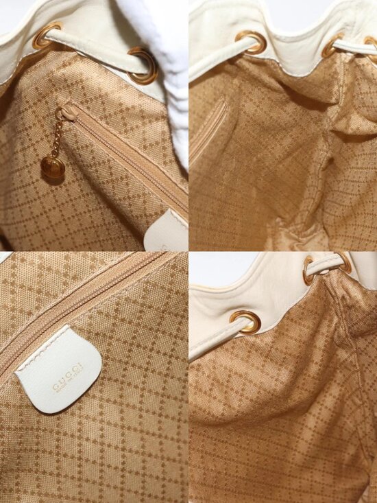 GUCCI Bamboo Backpack Leather Ivory Gold 003 2058 0016 Auth 166281 main image 13